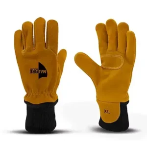 Guantes bomberos forestales kevlar en cuero resistente con puño elástico para protección térmica