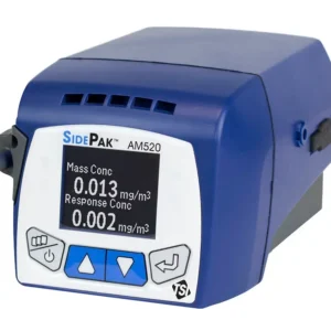 monitor personal aerosoles tiempo SidePak AM520 vista frontal con pantalla de medicion en tiempo real