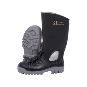 Botas seguridad metatarsiana industrial de PVC para minería con protección en dedos y suela de alto agarre