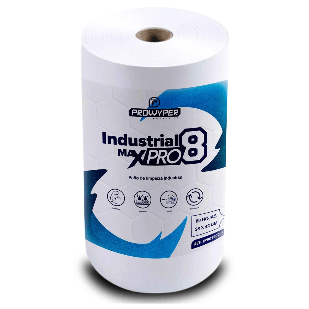 Paño sin pelusa Industrial Max Pro 8 capsulado reutilizable para limpieza industrial pesada con resistencia química y térmica