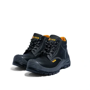 Par de botas de seguridad Robusta en cuero negro con puntera y suela reforzada