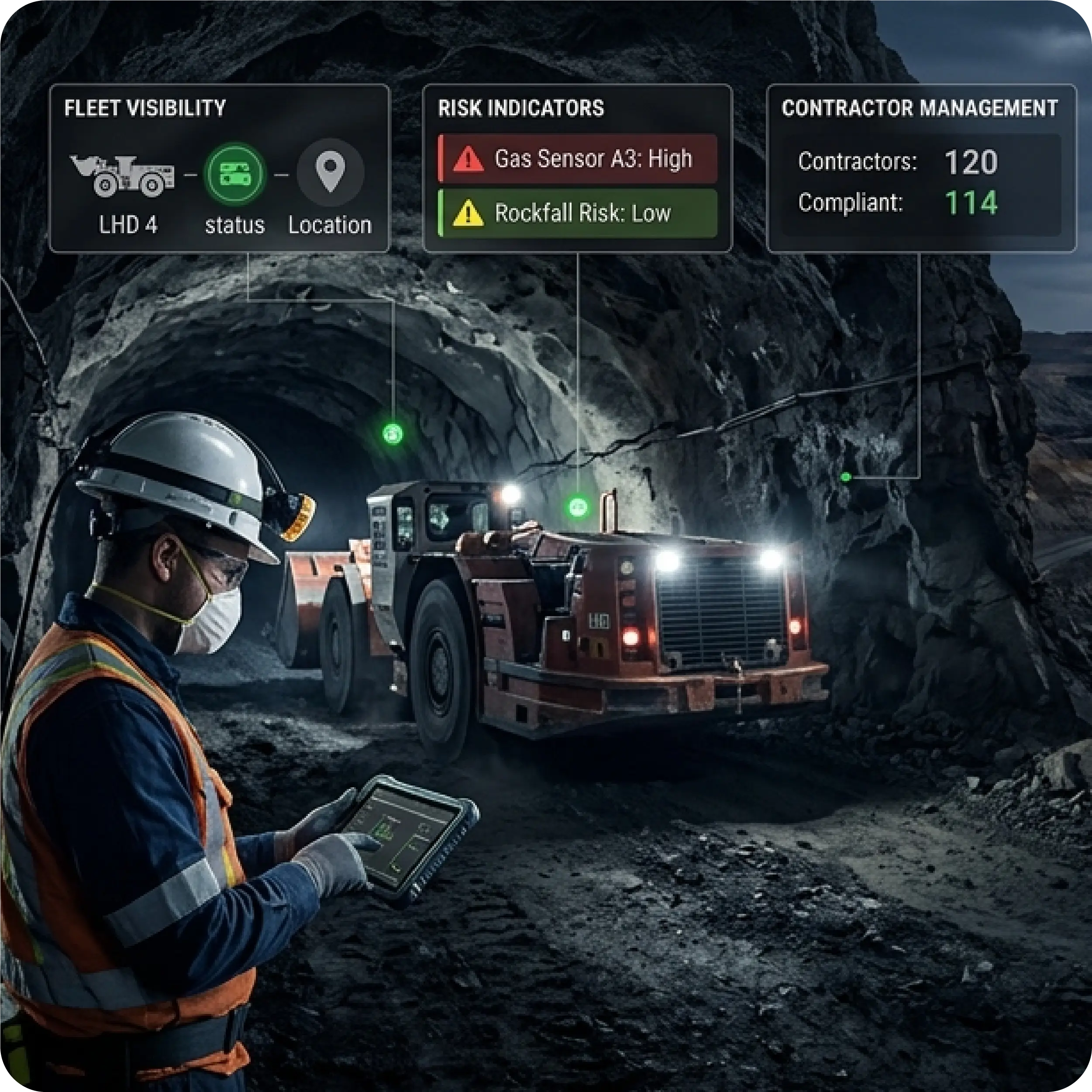Software SST con IA para visibilidad de flota, indicadores de riesgo y gestión de contratistas en minería subterránea