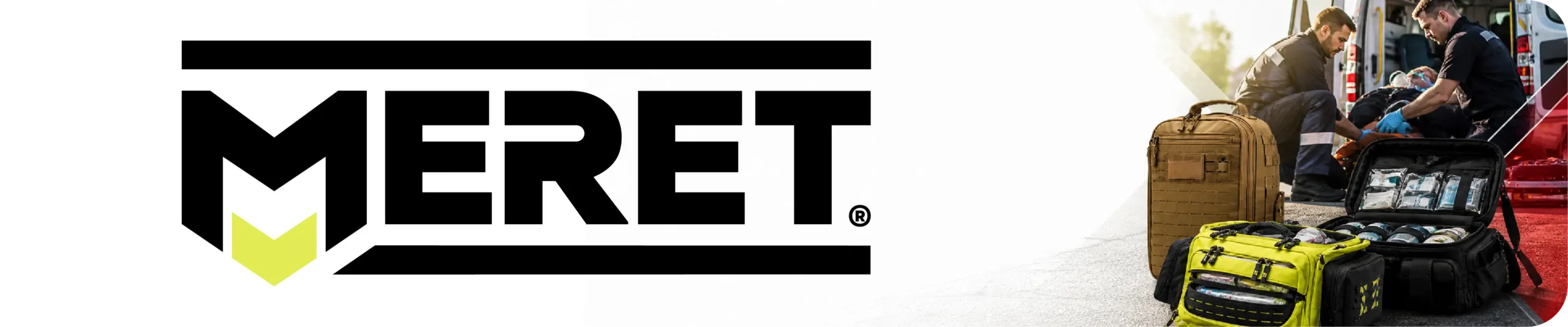 Banner de Productos MERET para emergencias con maletines médicos y atención prehospitalaria