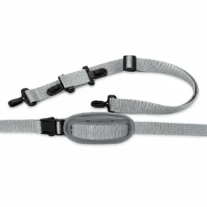 Barbuquejo 4 puntos Steelpro con mentonera gris y anclajes plásticos sobre fondo blanco