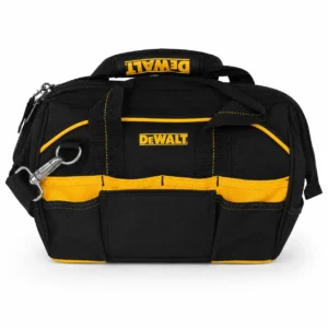 Bolso Dewalt 12 pulgadas negro y amarillo en foto profesional para organización de herramientas