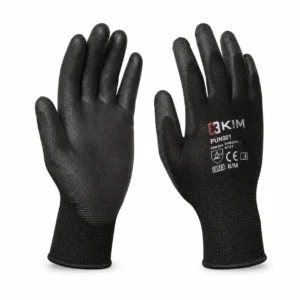 Guante nitrilo industrial XL negro con recubrimiento texturizado, vista de palma y dorso en fondo blanco