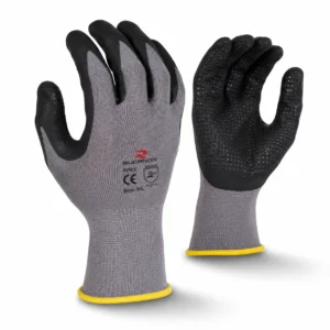 Guante nitrilo puntos industriales gris con palma negra antideslizante para protección manual