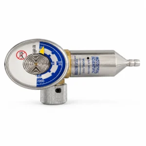Regulador gas calibración industrial Industrial Scientific con manómetro y cuerpo metálico para gas patrón