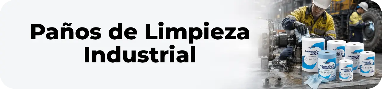 Paños de limpieza industrial en uso durante mantenimiento de maquinaria en entorno minero