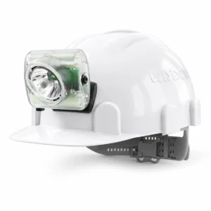 Casco de seguridad minera WISDOM blanco con lámpara LED frontal para trabajo subterráneo