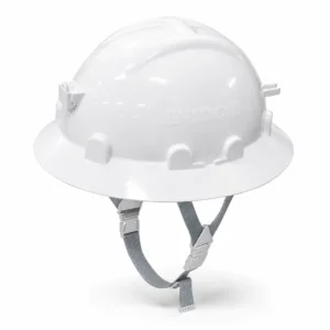 casco minero clase E WISDOM blanco con barbuquejo para protección en minería
