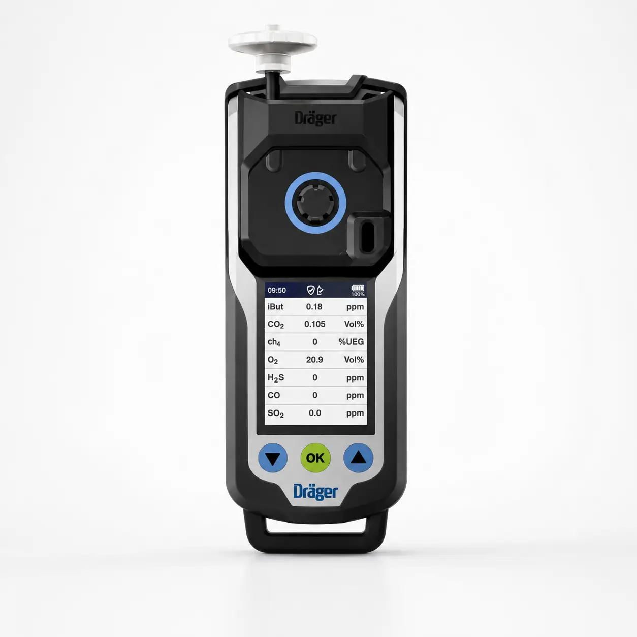 Detector gases espacios confinados Dräger X-am 8000 para monitoreo de VOC O2 CO H2S y LEL