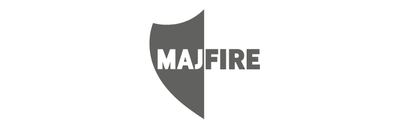 Logotipo de MajFire, marca de Equipos de Protección Corporal para bomberos y emergencias