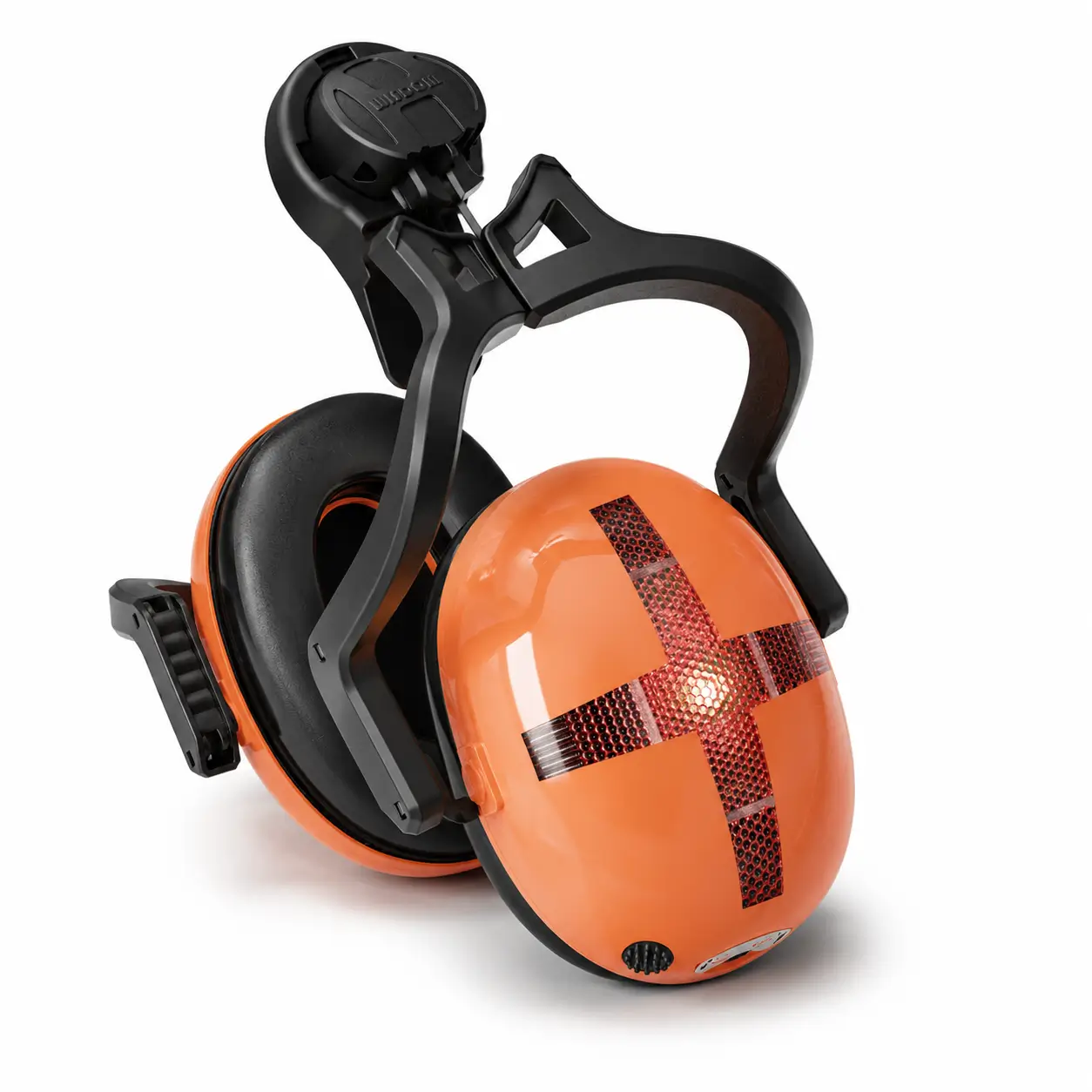 orejeras protector auditivo casco minero WISDOM color naranja con soporte para casco de seguridad industrial