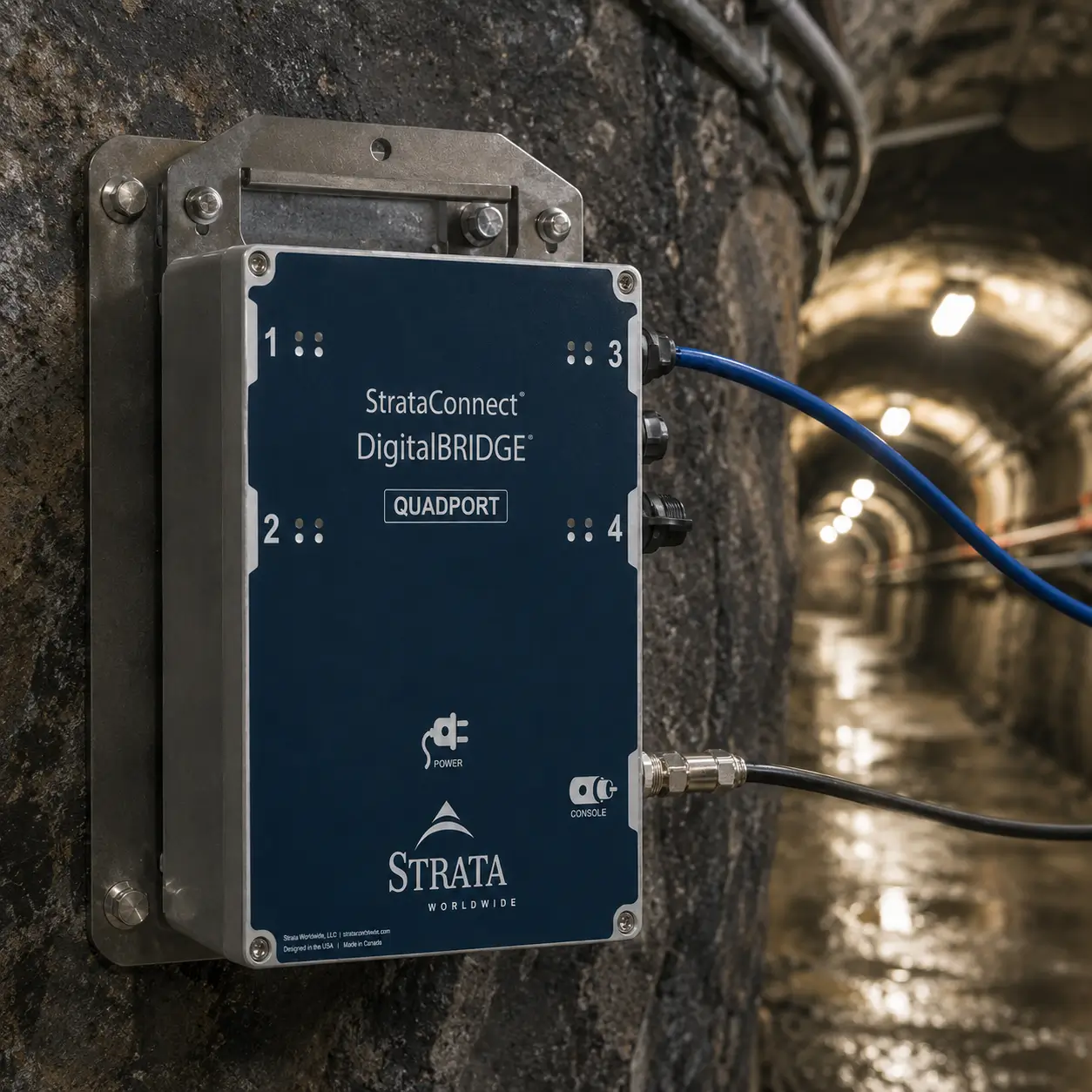 Sistema comunicación minera subterránea StrataConnect instalado en túnel de mina subterránea