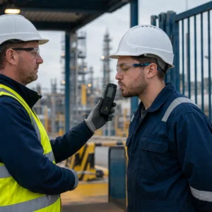 Prevención consumo sustancias psicoactivas con prueba portátil de alcohol en ingreso de planta industrial