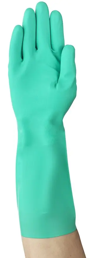 Guantes químicos en nitrilo AlphaTec Solvex 37-175, vista posterior con puño largo