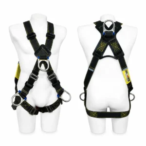Arnés Kevlar para soldadura INSAFE IN 8004-K de 4 argollas, mostrado en vista frontal y posterior