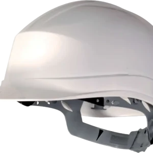 Casco dieléctrico Delta Plus ZIRCON 1 blanco con visera, arnés interior y ajuste posterior.