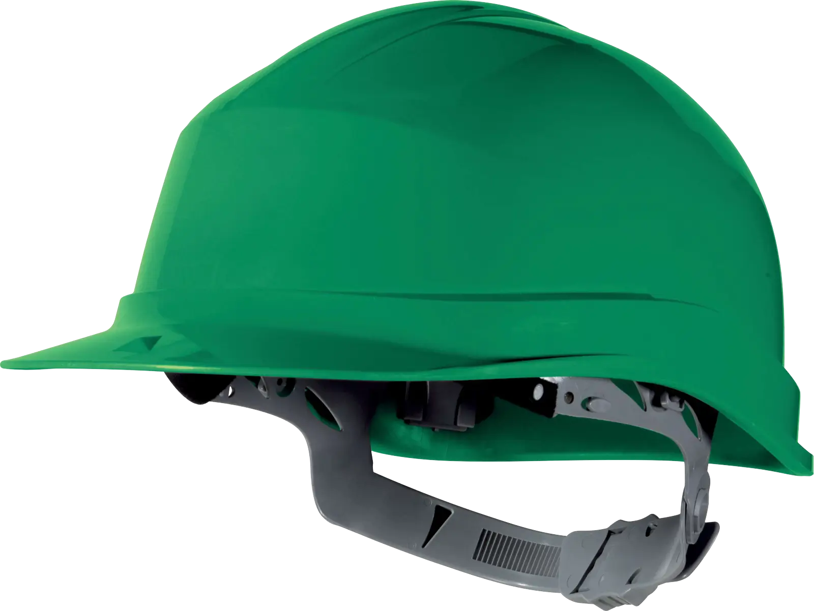 Casco dieléctrico Delta Plus ZIRCON 1 verde con visera, suspensión interior y ajuste posterior.