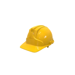 Casco minero con portalámparas EPI Safety CA-P-D22 amarillo, vista lateral sobre fondo blanco.