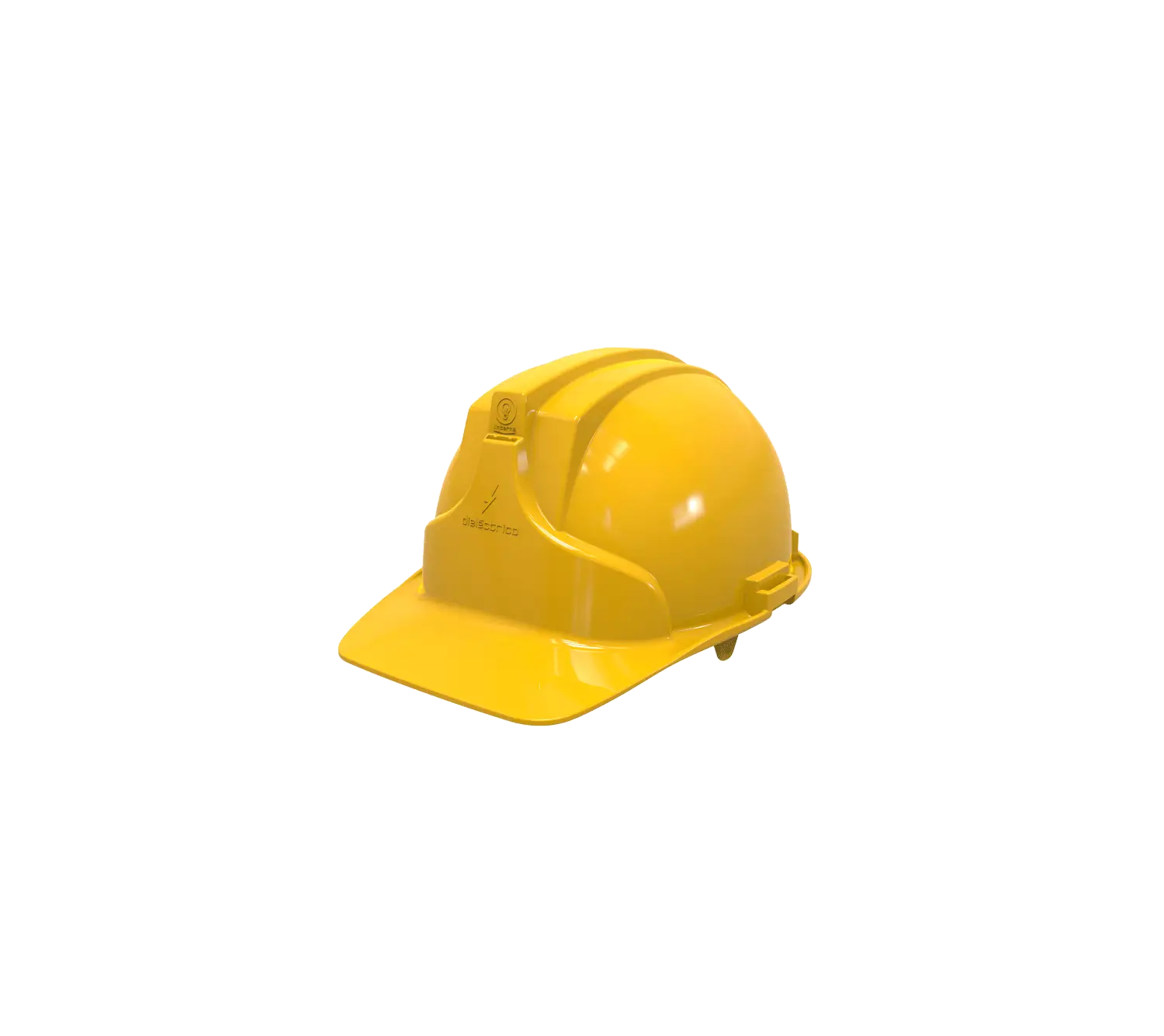 Casco minero con portalámparas EPI Safety CA-P-D22 amarillo, vista lateral sobre fondo blanco.
