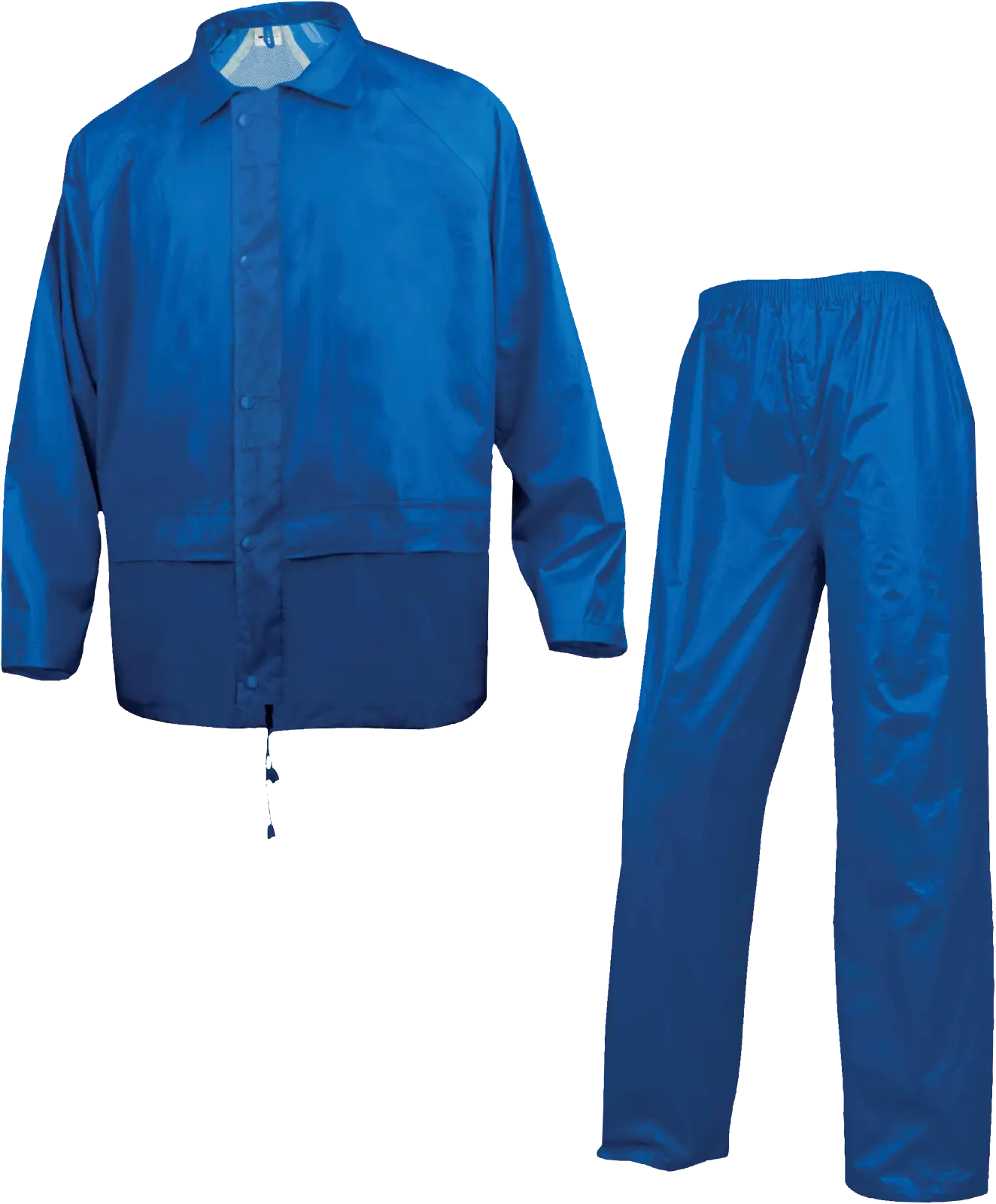 Conjunto lluvia impermeable industrial azul con chaqueta y pantalón