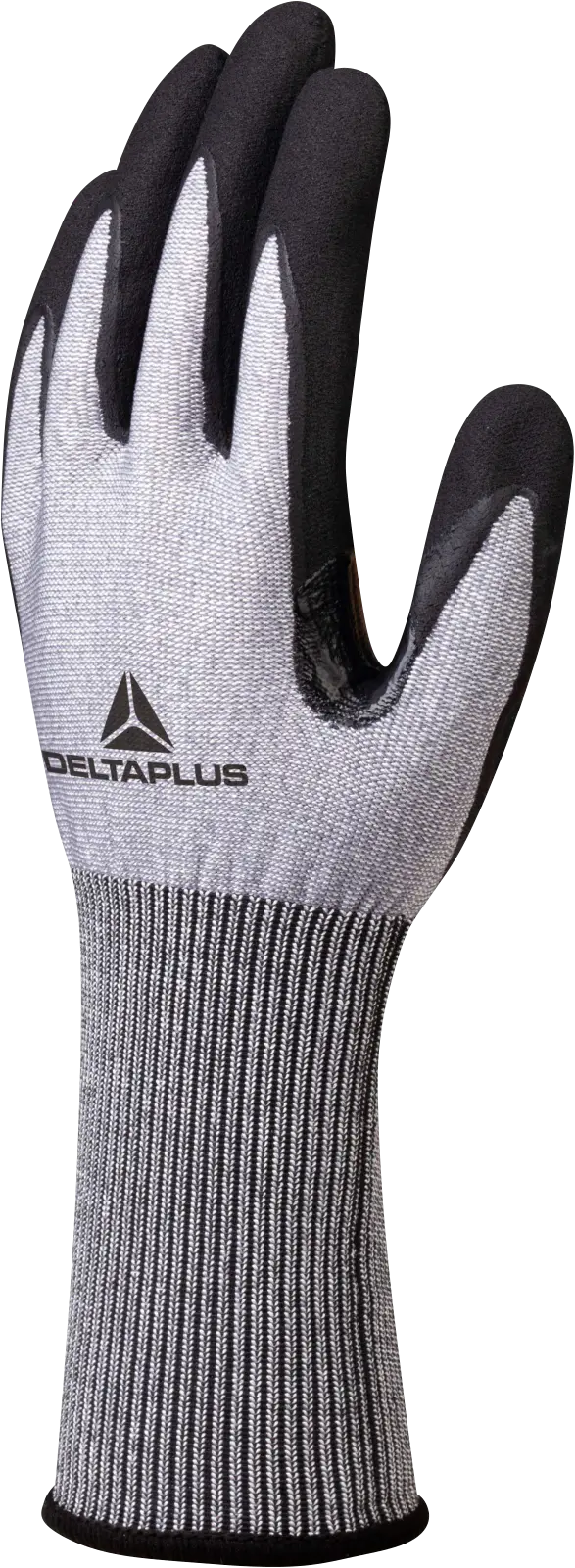Guantes anticorte nivel C Delta Plus VENICUT C01 en vista frontal, con recubrimiento negro y puño largo