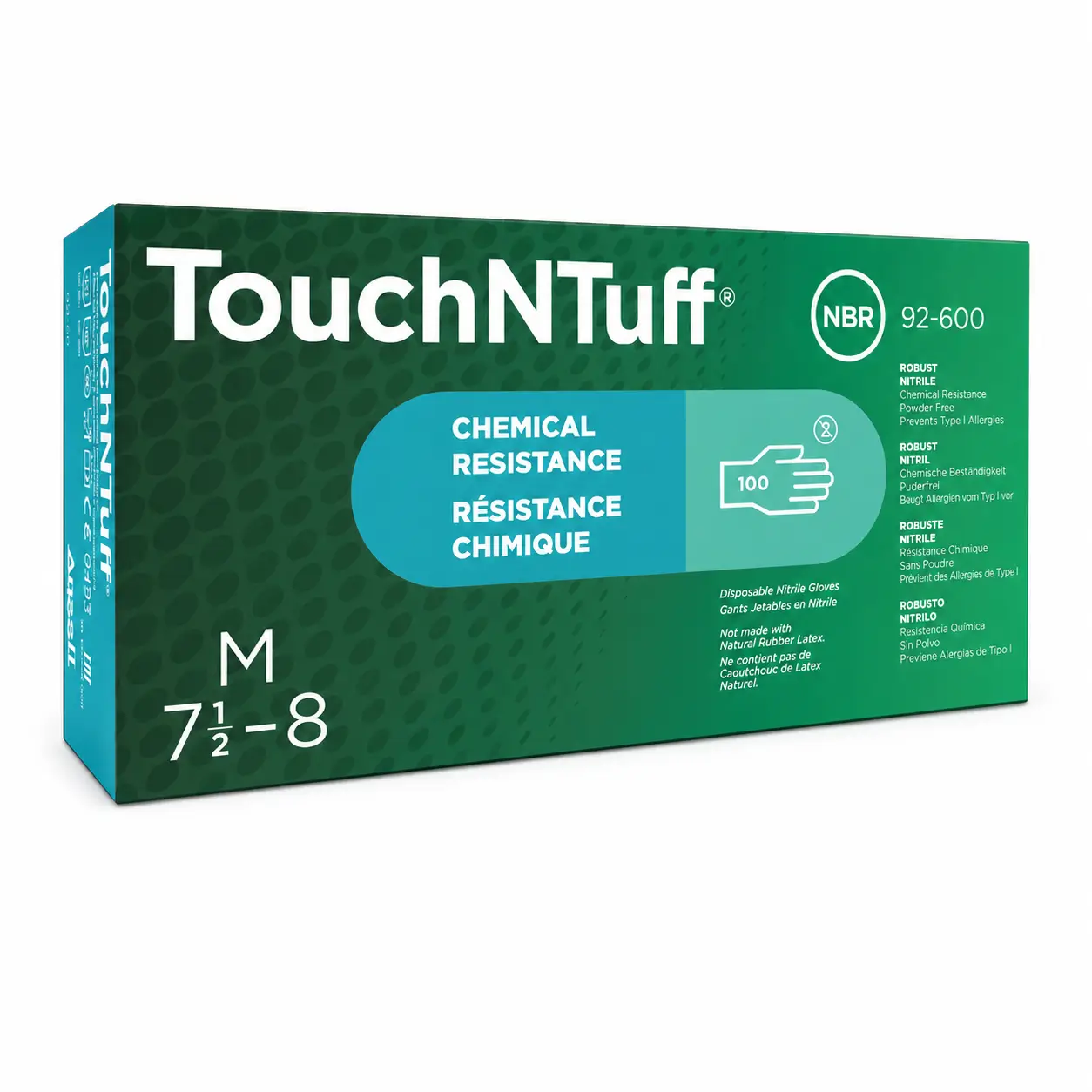 Caja de guantes nitrilo químicos desechables TouchNTuff 92-600