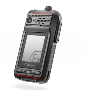 Radio 5G ATEX industrial i.safe MOBILE IS440.1 vista frontal con pantalla, controles y diseño robusto.