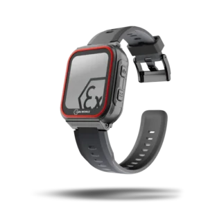 Smartwatch ATEX zona 1 IS-SW1.1 en vista frontal con pantalla, carcasa robusta y correa negra