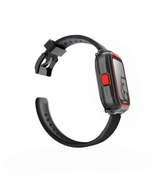 Smartwatch ATEX zona 1 IS-SW1.1 en vista lateral con botón físico y carcasa reforzada