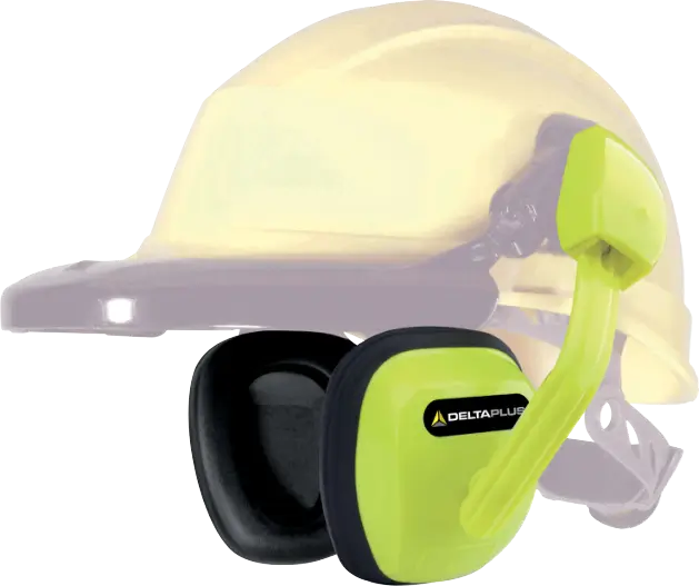 Orejera industrial para casco Delta Plus SUZUKA 2 amarilla fluorescente con almohadillas negras