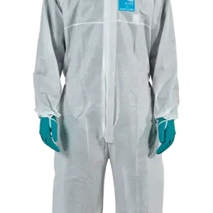Vista frontal del traje protección química desechable AlphaTec 1500 PLUS Modelo 111 blanco