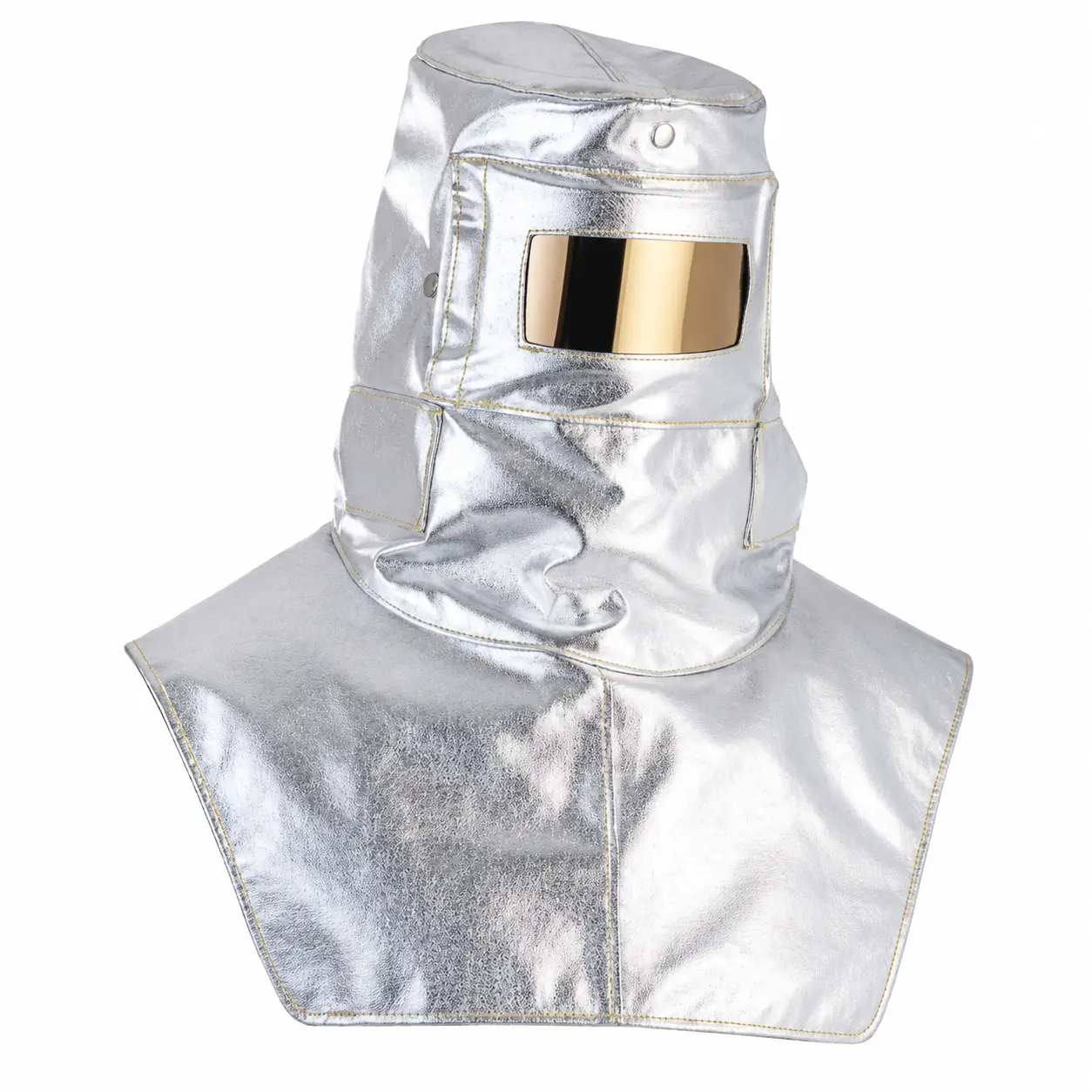 Capucha aluminizada altas temperaturas Delta Plus ALUCAG19A con visor dorado y protección extendida de hombros.
